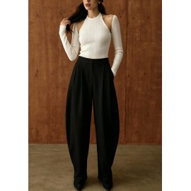 Women Supply Solid Color Professional Casual High Street Wide Leg Pants