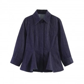 Women Clothing Top Short Skirt Hem Shirt