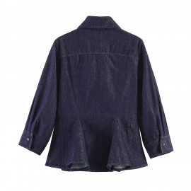 Women Clothing Top Short Skirt Hem Shirt
