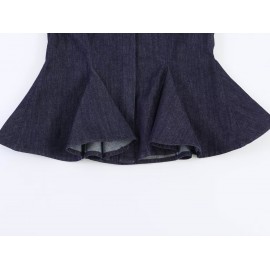 Women Clothing Top Short Skirt Hem Shirt