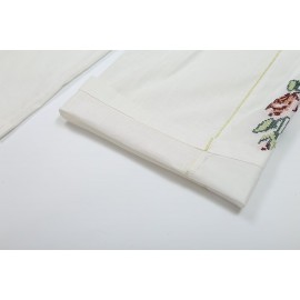Women Clothing Summer Casual Side Striped Embroidered Ribbon Straight Leg Pants