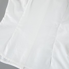 French Royal White Shirt Women Cotton Puff Sleeve Bow Lace up Waist High Grade Long Sleeve Top