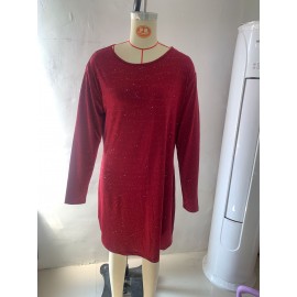 Single Casual Office round Neck Long Sleeve Short Dress