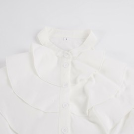 French Vintage Court Elegant Stand Collar off the Shoulder Lantern Sleeve Top Elegant Casual All Match Solid Color Long Sleeve Shirt