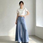 Women Figure Flattering Culotte Slim Wide Leg Design Loose Casual Pants