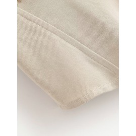 Early Autumn Long Sleeves French Sweet V neck Stitching Waist Seal Bishop Sleeves Top