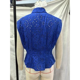 Women Hollow Out Cutout Embroidered Top