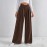 Autumn Winter Retro Coffee Color Wide Leg Pants Women V Shaped Waist Pleated Casual Loose Trousers