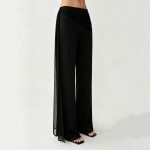 Women Clothing Autumn Black Ribbon Bootcut Trousers Women Slimming Casual All Matching Bell Bottom Pants
